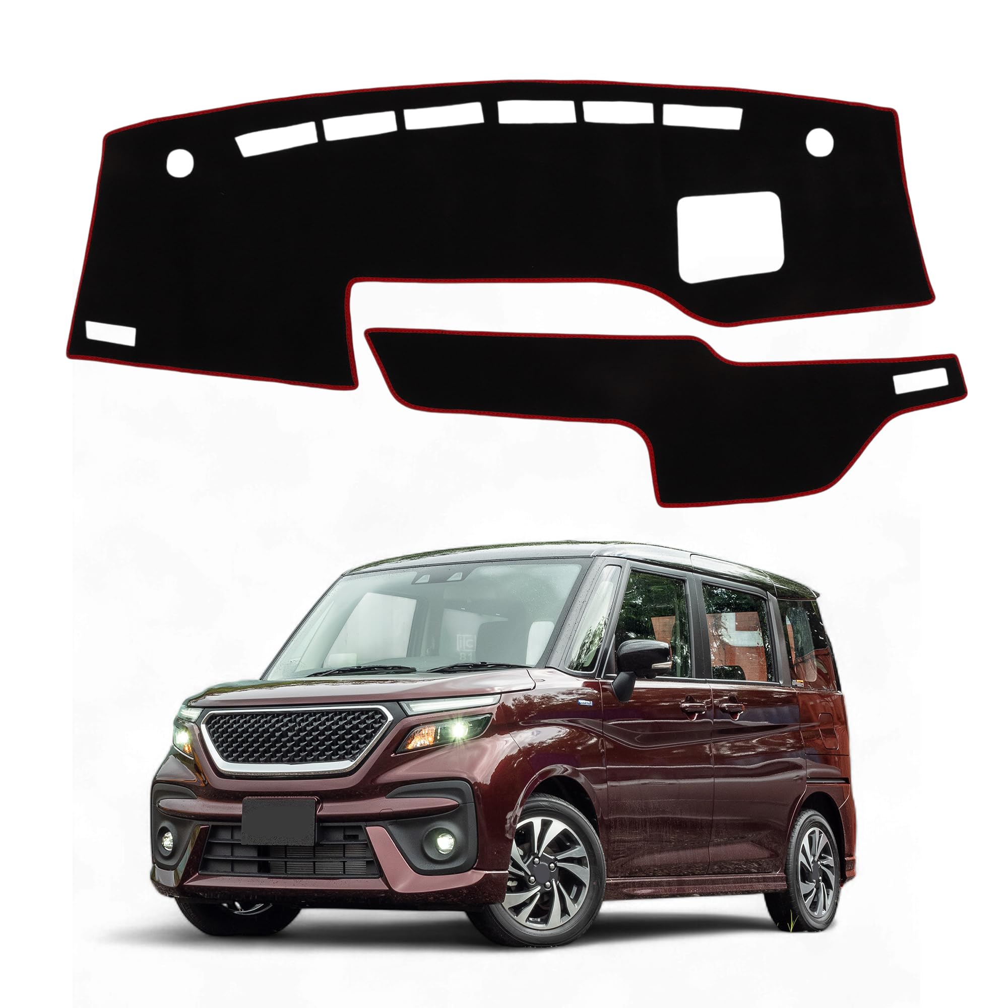 

FUELHOOD Накладка на приборную панель для Suzuki Solio Защитный коврик с защитой от солнечного тепла, царапин и хорошей видимостью Полиэстер Комплект с черными и красными линиями Интерьер