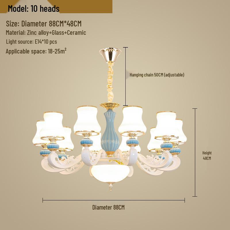 Modern European Ceramic Chandelier for Living Room, Restaurant, or Bedroom in Villa