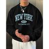 Men's Fashion Simple Crewneck Sweatshirt, New York Pattern Print, Great For Home Wear, Team Activities, Outings, Travel, Vacations