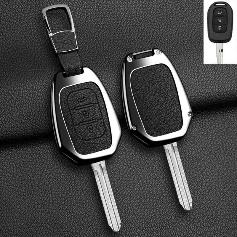 For Renault Kwid Traffic Symbol For Dacia Sandero Logan Duster - Zinc Alloy Leather Car Key Case Cover Auto Accessories