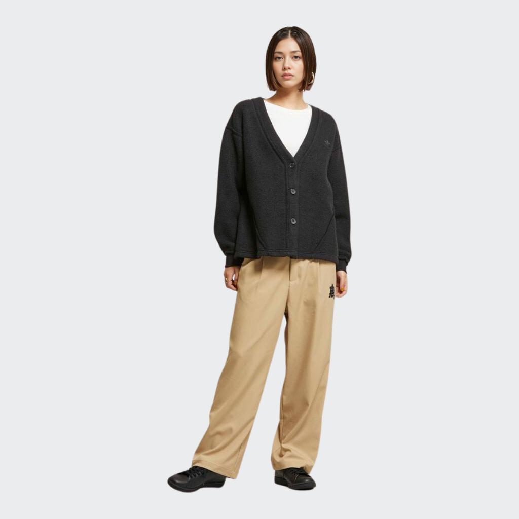 Adidas Originals Mc Snap Pant Solid Color Logo Drawstring Straight Leg Sports Pants Women Pants Khaki IC6587