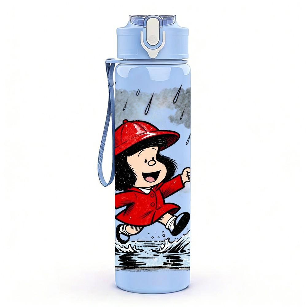 1PC Little Red Riding Hood Folk Cartoon 750ml Color Plastic Sports Water Bottle Leakproof Flip Straw Lid Suitable for Sports Office Home Use