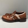 Rindsleder~ Echtes Leder Geschnitzt Handgefertigt Brock Kleine Lederschuhe Damen Retro Britischer Stil Slipper Oxford Schuhe Munk Schuhe