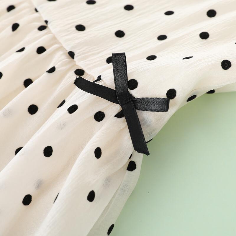 Montagut Kids Girls' French Square Neck Polka Dot Vest Dress