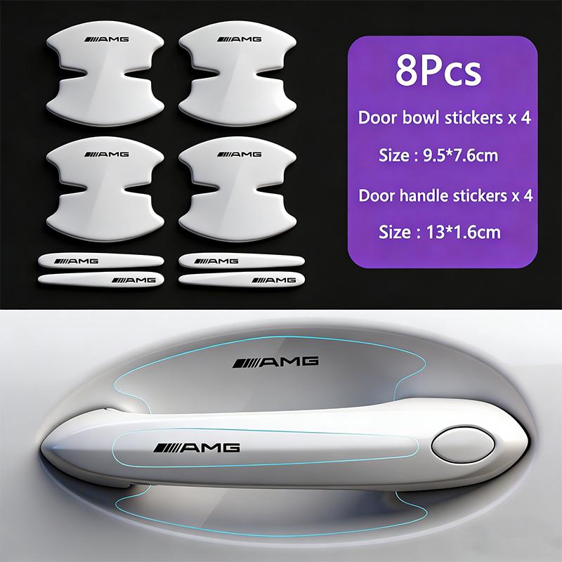 8xCar Door Handle Bowl Scratch Protective Stickers For Mercedes Benz AMG Smart W205 C300 W203 W206 W108 W124 W126 W140 W168 W