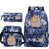 Pusheen fette Katze niedlicher Cartoon bedruckter Schulranzen grenzüberschreitende Studenten tragbare Umhängetasche Federmäppchen dreiteiliges Set