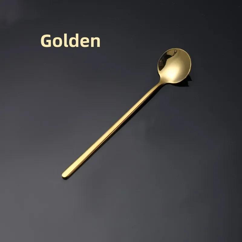 13/15/17cm Stainless Steel Spoon Long Handle Ice Cream Dessert Spoon Espresso Honey Mixing Spoon Kitchen Tableware Accessory