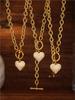 Stainless Steel Chain Necklace Matching Bracelet For Women 18k Gold Plated Non Tarnish Women's Heart Pendant Necklaces Bracelets