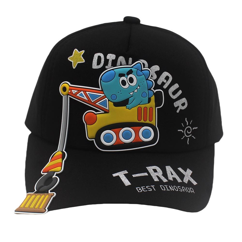 Childrens Baseball Cap With Embroidered Dinosaur Pattern And Wide Sunshade For Casual Wear чёрный