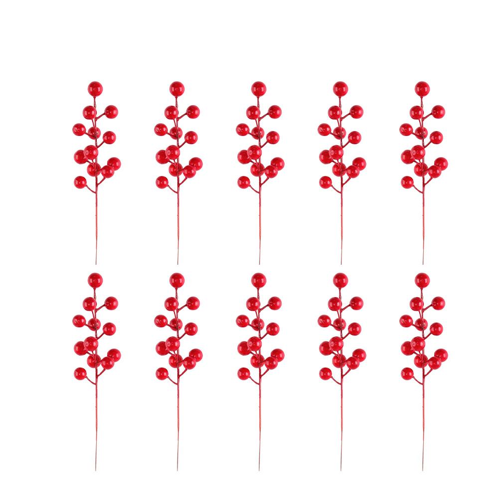 

Artificial Christmas Pine Branch with Red Berries and Green Plastic Foam Stem Suitable for Holiday Home and Tabletop Use