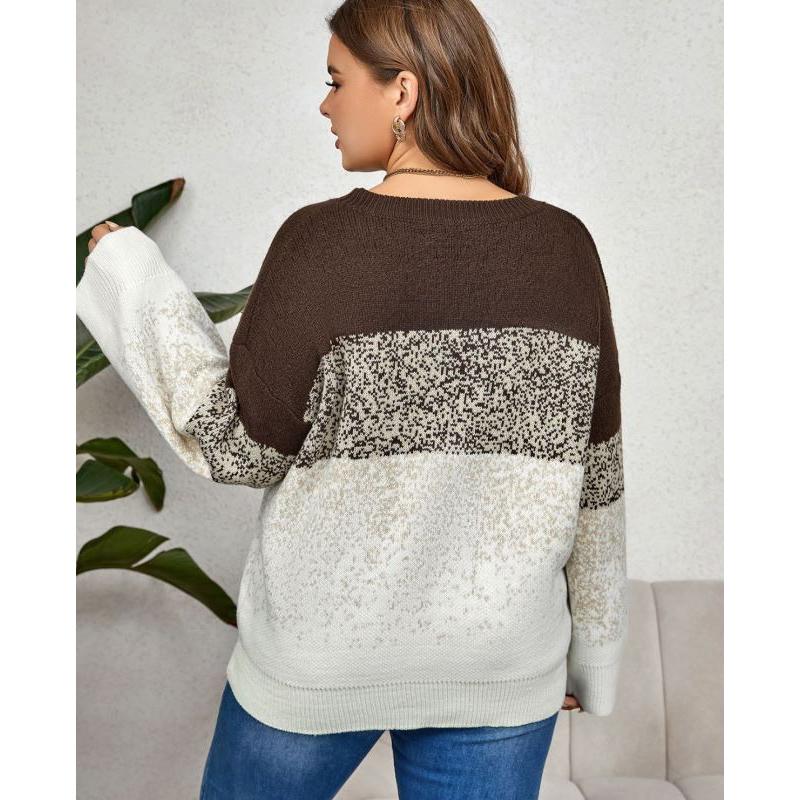 Women CrewNeck Vintage Knit Sweater Graphic Print Patchwork Long Sleeve Chunky Loose Casual Sweater Comfortable Fashion Commute Plus Pullover Sweater