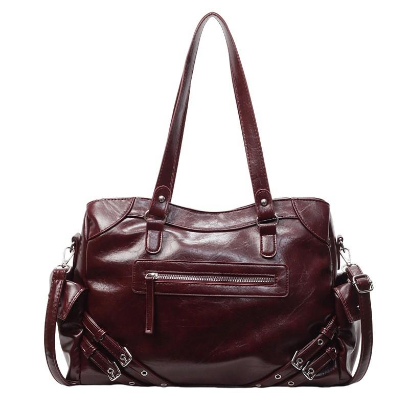 Crossborder Style Pu Tote Bag For Women With Multipocket Design And Zipper Closure