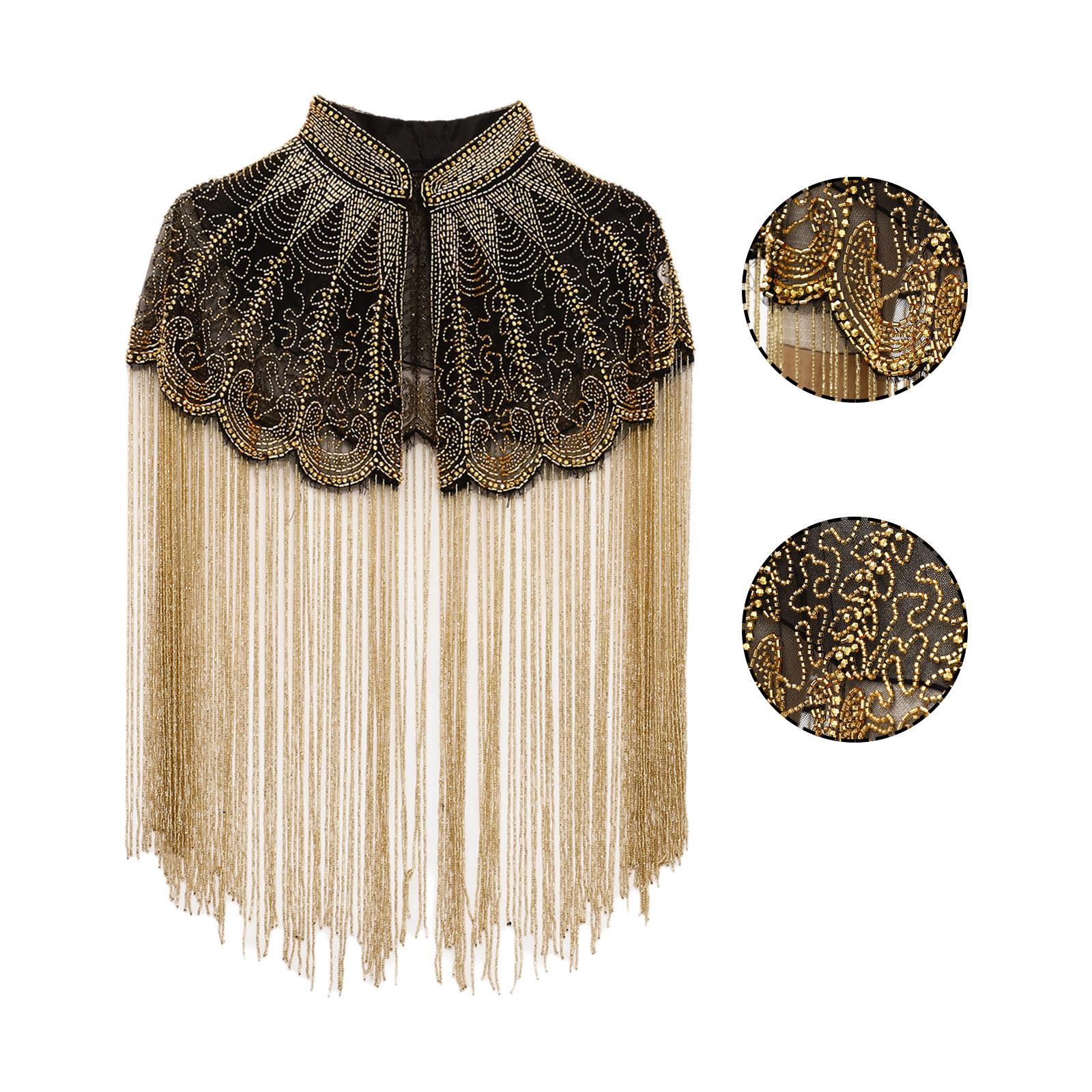 Elegant Sequin Fringed Evening Cape Women