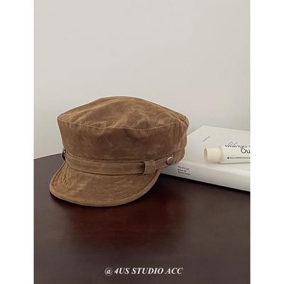 Retro British Style News Girl Hat for Women In Autumn and Winter New High End Suede Octagonal Hat Showing Face and Fashionable Painter Hat