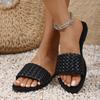 Fashion Women Slippers Summer Temperament Braided Slippers Soft Cross Strap Shoes Open-toed Flat Vacation Beach Sandals Slides Women