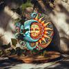 Iron Wall Art Sun and Moon Metal Decor Blue Gold Wooden Nordic Home