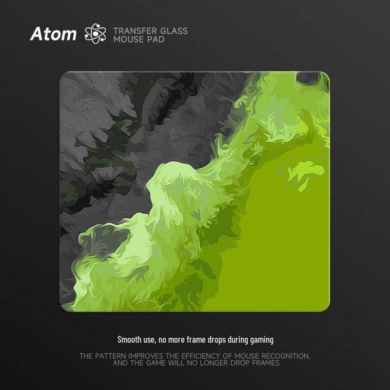 Atom Adam Tempered Photovoltaic Glass Mouse Pad – Smooth, Upgraded FPS Gaming Desk Mat for Office and Home