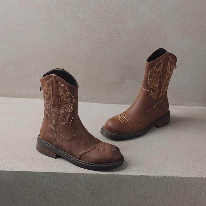 

Korean version of the new medium-heeled knight boots women s thick-soled square-heeled large-size women s boots, comfortable and non-slip rear zipper 34 коричневый