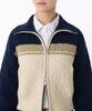 MUSINSA STANDARD WOMAN Women'S Color Block Cable Knit Zip-Up [Navy]