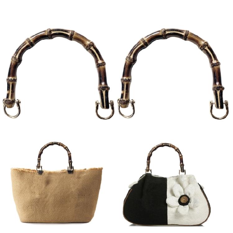 DIY Natural Bag Handles Lady Purse Crocheted Handbag U-shape Bamboo Handle
