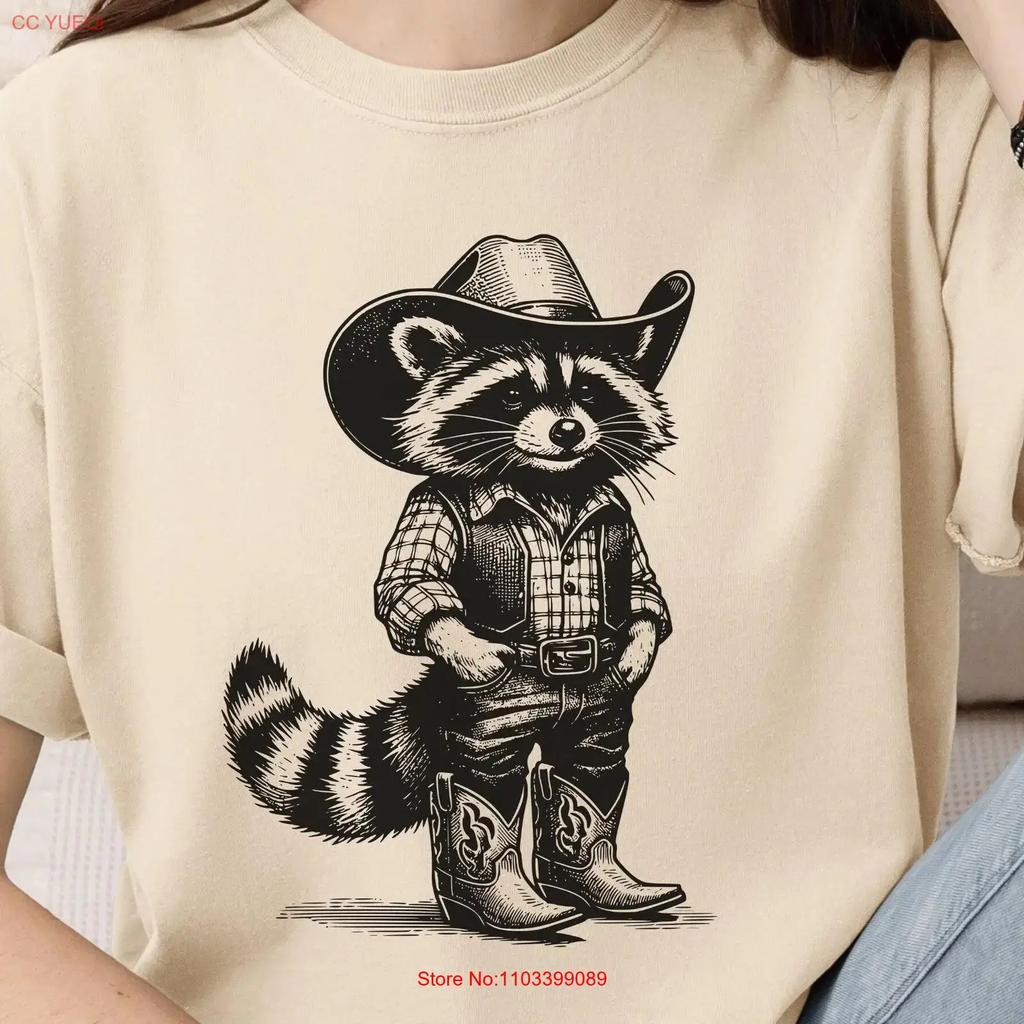 Vintage Cowboy Raccoon T Shirt Funny Western Retro 90s Weirdcore Meme Clothing Oversized Trash Panda Vintage Stretched