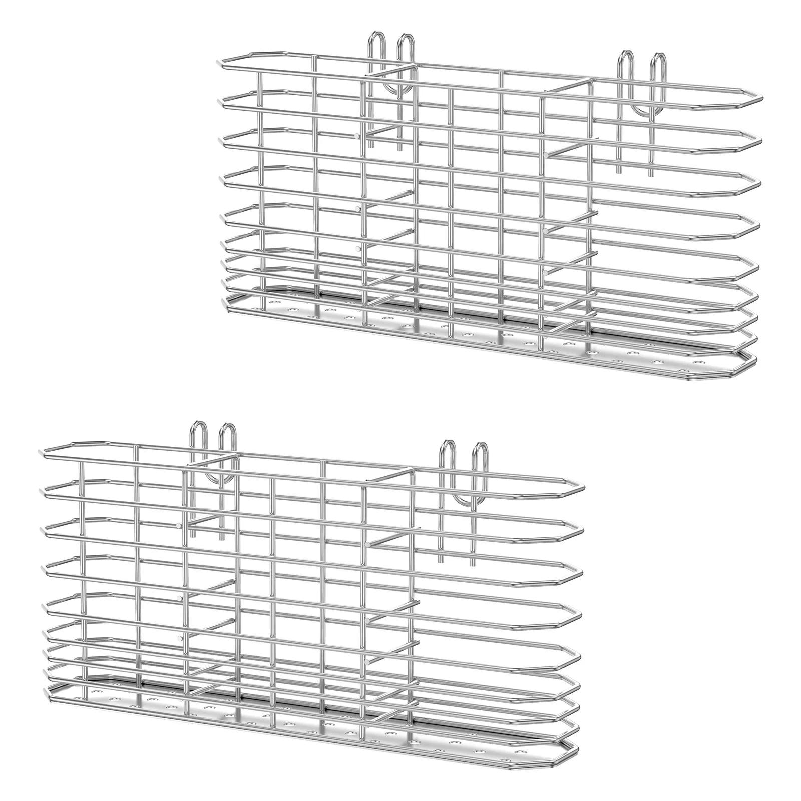 

2Pcs Stainless Steel Kitchen Cutlery Hanging Basket Quick Drying Compartmental Utensil Drainage Rack Rustproof Kitchen supplies