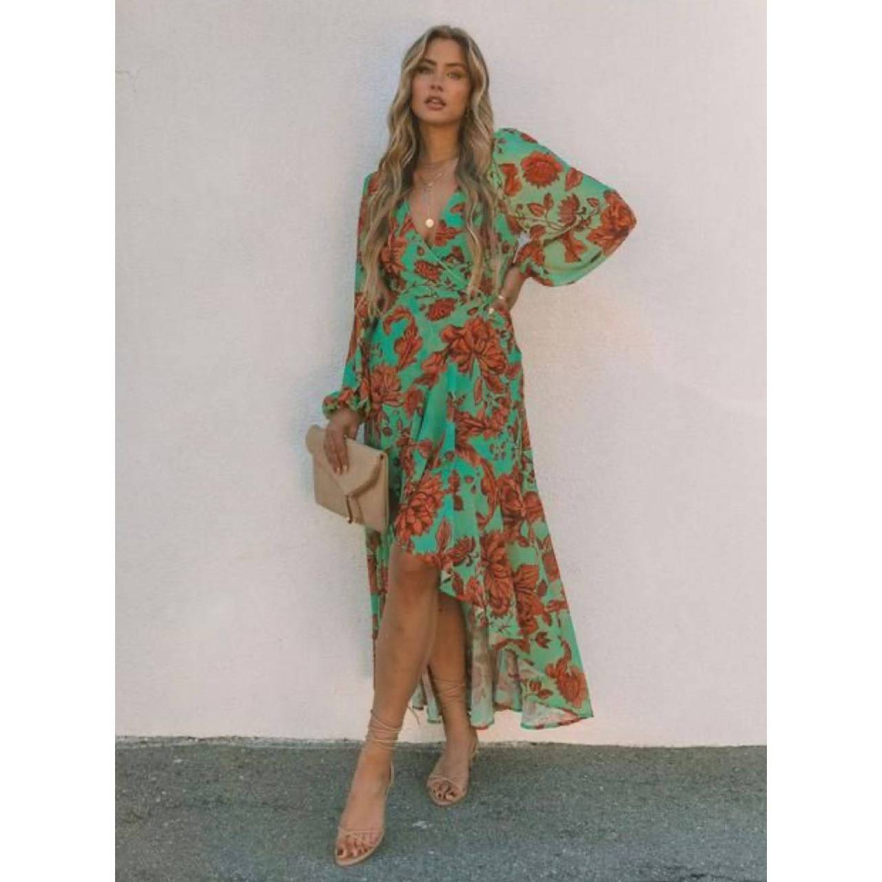 

Женский стиль, модное зеленое многослойное шифоновое платье из ткани