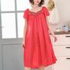Women's Ice Silk Nightgown Sleepwear Round Neck Nightie Short Sleeves Nightshirt Summer Sleepwear Nightdress Sleep Dress