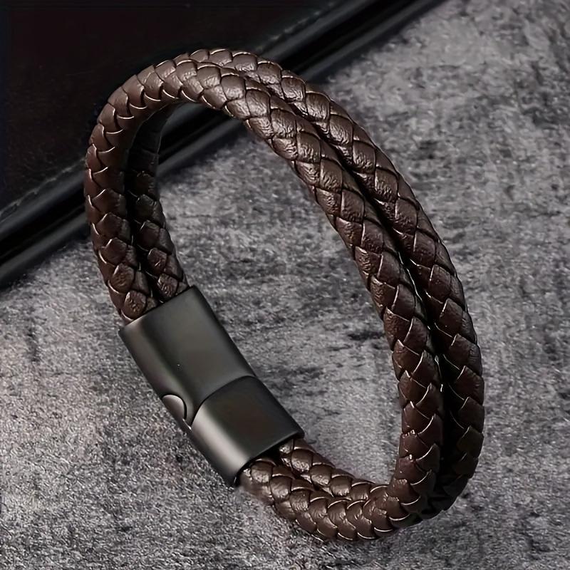 

Bracelet Fashion Casual bracelet Men Jewelry Gift exquisite PU Leather Jewelry кавовий