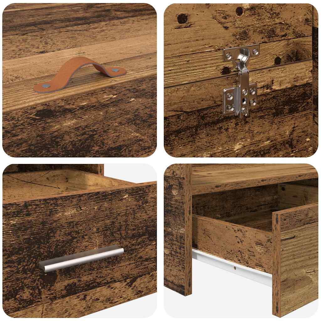 Storage Bed Frame Reclaimed Wood Look 135 x 190 cm Engineered Wood