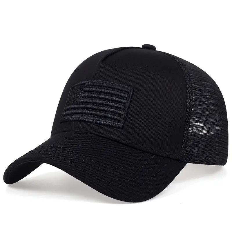 Hot sale High quality American Flag Embroidery Baseball Net Caps Spring and Summer Outdoor Adjustable Casual Hats Sunscreen Hat