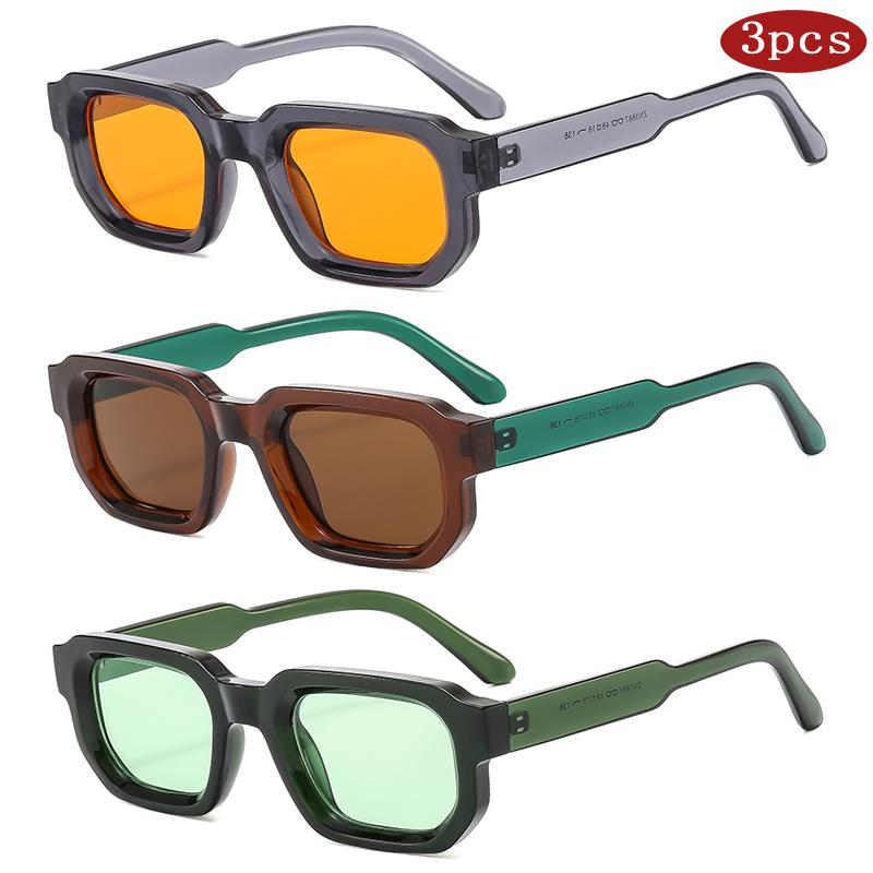 

3pcs Women Small Square Sunglasses Men Vintage Punk Brand UV400 Shades Colorful Design Sun Glasses Fashion Women Goggle Unisex
