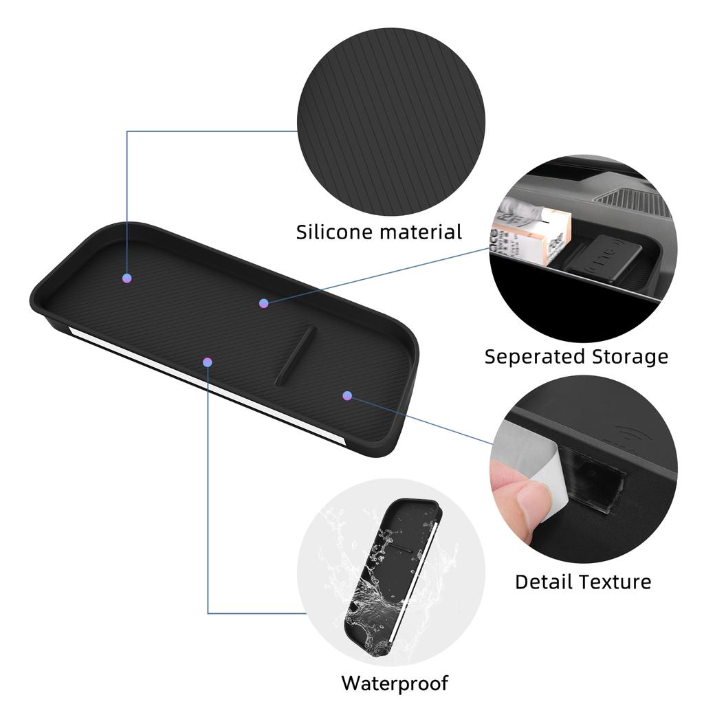 for KIA EV3 2025 2025 Dashboard Tray Organizer Display Screen Rear Storage Box Silicone Car Interior Accessories Black