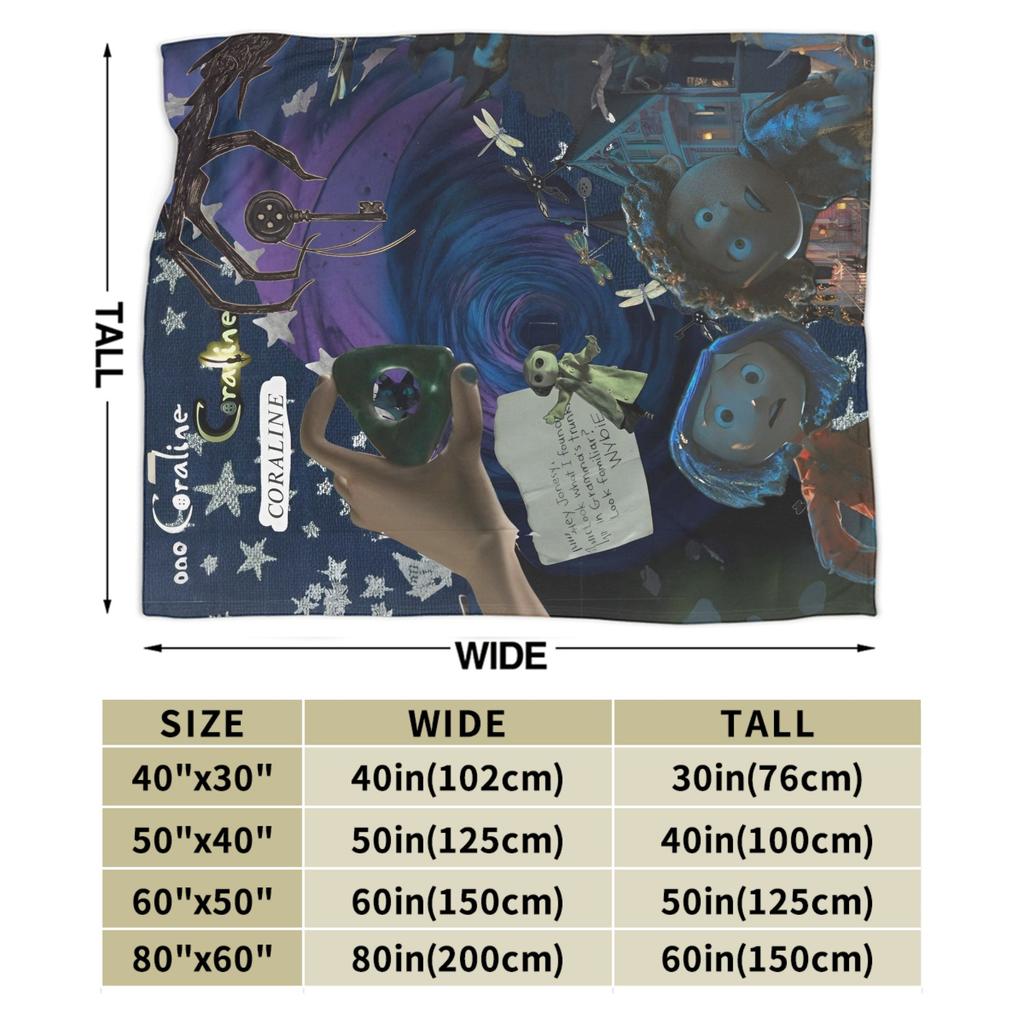 Coraline Halloween Horror Blankets Fleece Print   Multifunction Lightweight Throw Blankets for Bed Bedroom Bedspread