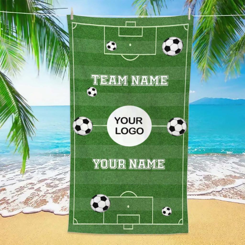 Personalized Football Field Name Beach Towel Sport Team Club Logo Pool Towel School Team Towels Volleyball Soccer Team Gift