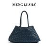 Hand-woven mother and child tote bag, high-end sense, large-capacity commuting, portable vegetable basket, women's bag.