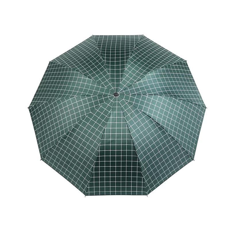 Ten-Rib Folding Umbrella for Two, Large Vintage Striped Umbrella, Dual-Use for Sun and Rain, Black Coating for Sun Protection