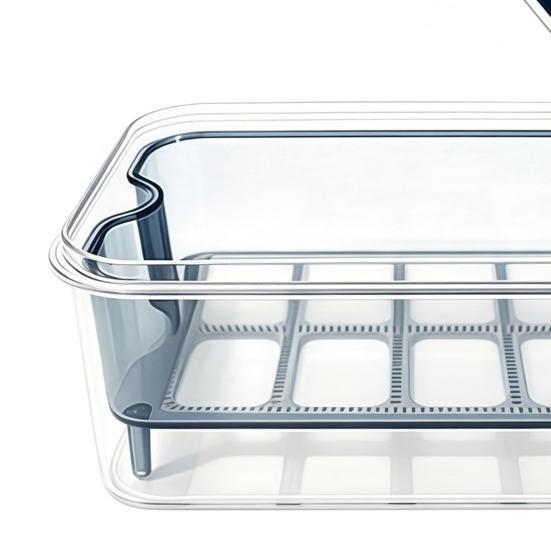 Odor Proof Storage Box Crisper Box, with Mesh Drain Strainer, Tofu Whey Greek Yogurt Maker Separation Food Container, for Fresh Fruit Vegetable