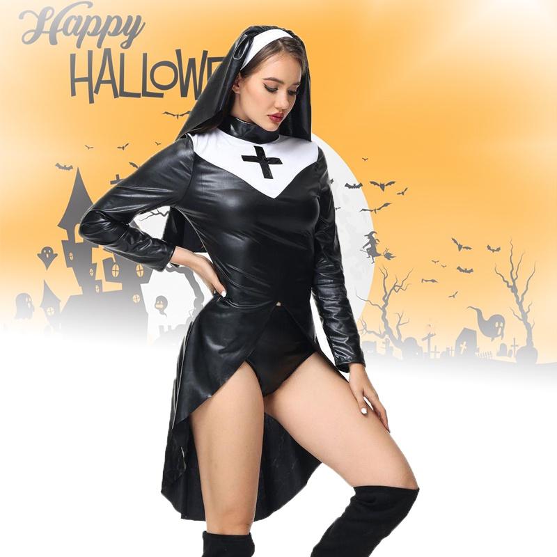 2023 New Halloween Nun Role Play Costume Sexy Nurse Cosplay Stage Performance Outfit Polyester Fabric