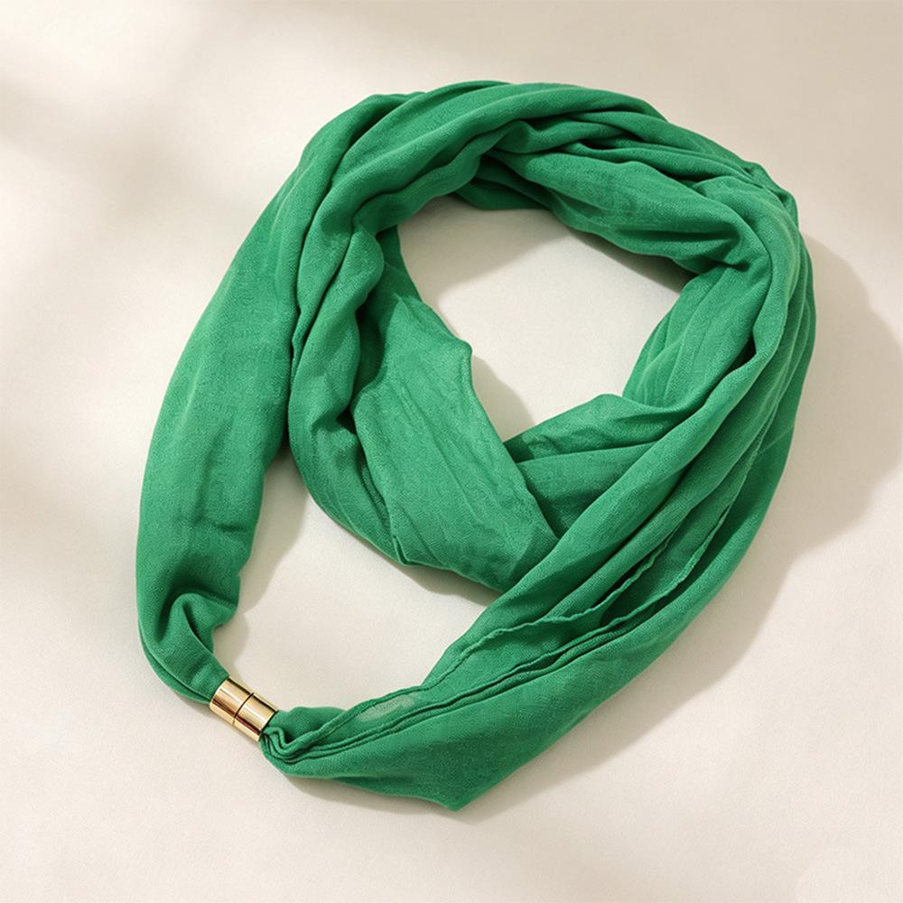 Solid Color Cylinder Magnetic Buckle Lazy Scarf Women Cotton Linen Texture Magnetic Neck Warmer Spring Autumn Versatile No-Tie Decorative Neck Gaiter