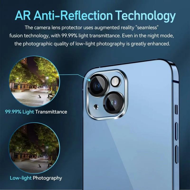 For iPhone 14/iPhone 14 Plus Camera Lens Protector WANLONFENG HD Clear Silk Printing Lens Film with Cleaning Cloth