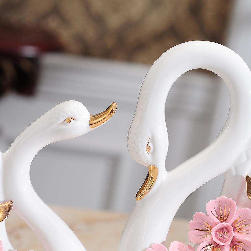 Ceramic Swan Figurine, Elegant Wedding Gift for Bride Bridesmaid, Handmade Home Decor Ornament, Anniversary Present