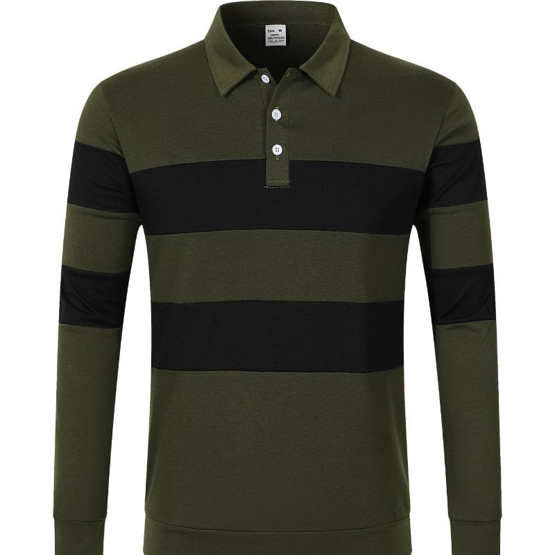 Autumn Men's New Long-sleeved Striped Lapel Casual T-shirt POLO Shirt