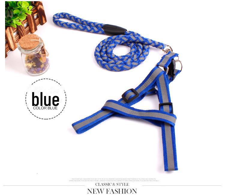 Reflective Braided Dog Harness and Leash Set