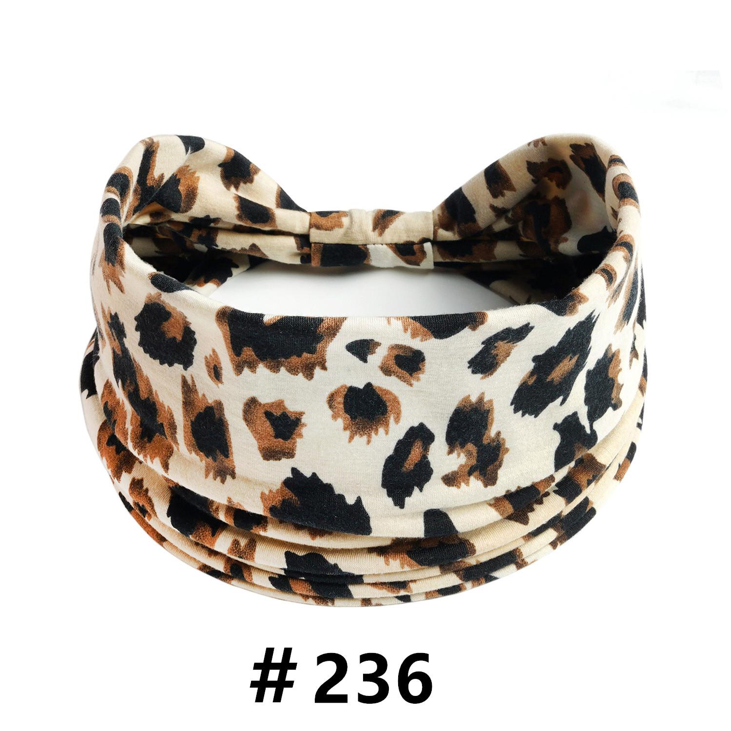 

Повязки на голову с леопардовым принтом для женщин, широкие бохо-тюрбаны, хлопковые эластичные повязки для волос с узлом, нескользящие аксессуары для волос для тренировок