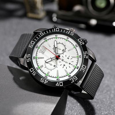 Fashion Business Luminous Watch Minimalist Steel Mesh Strap Quartz Watches Casual Sports Clock Relogio Masculino Montre Homme