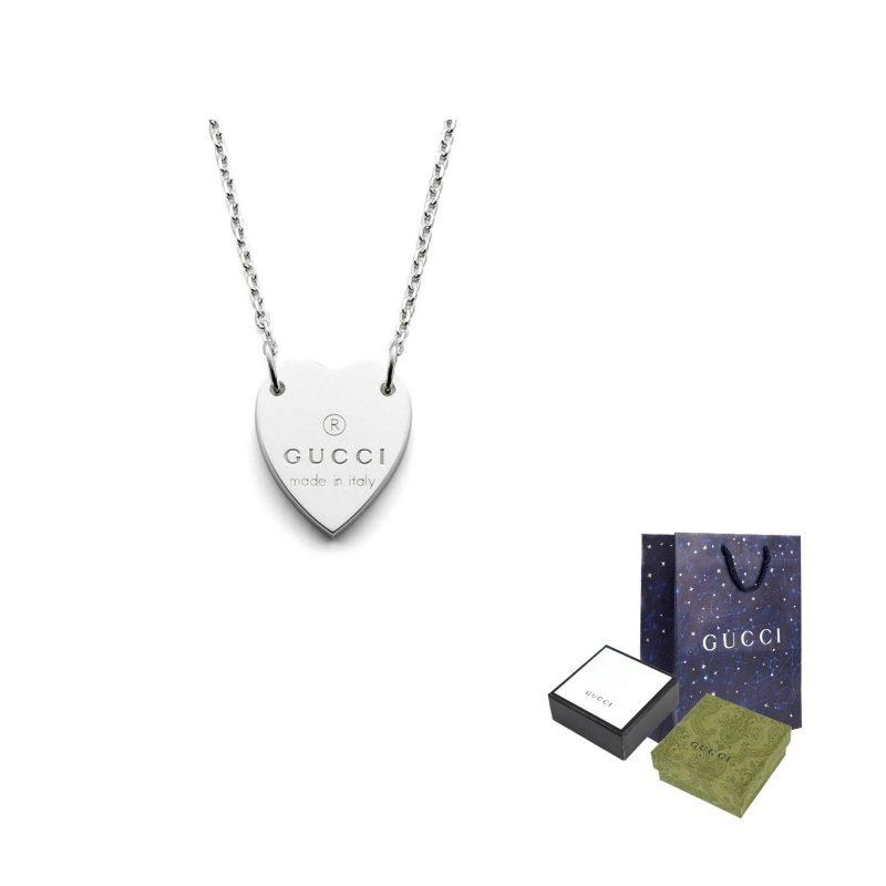 Gucci Trademark Heart Necklace Silver YBB223512001