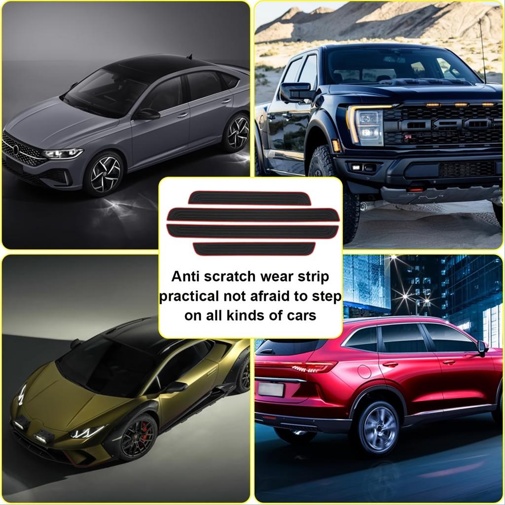 4 Pezzi Soglie Porta in Gomma - Tappetini per Pavimento Auto e SUV Durevoli, Resistenti ai Graffi e alla Polvere, Universali Antigraffio e Graffi, Protezione Interna