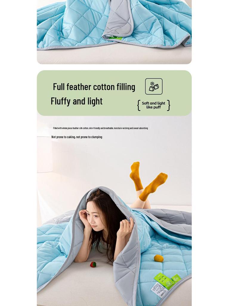 Letnia kołdra chłodząca z jedwabiu - Jednokolorowy koc klimatyzacyjny z jedwabiu lodowego dla dzieci, Cienka i odświeżająca kołdra, Idealny prezent na lato