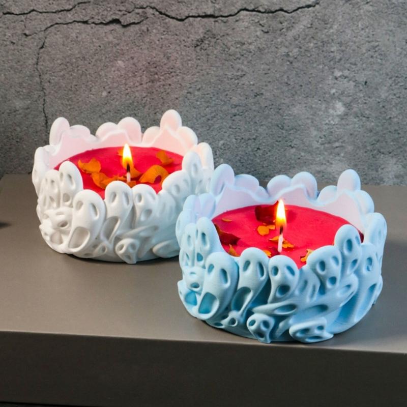 Unique Candle Holder Molds Crafting Molds Skull Shape Candle Base Moulds Silicone Texture for Crafting Candlesticks
